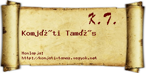 Komjáti Tamás névjegykártya